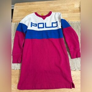 Polo Ralph Lauren White and pink long sleeve dress small size 7